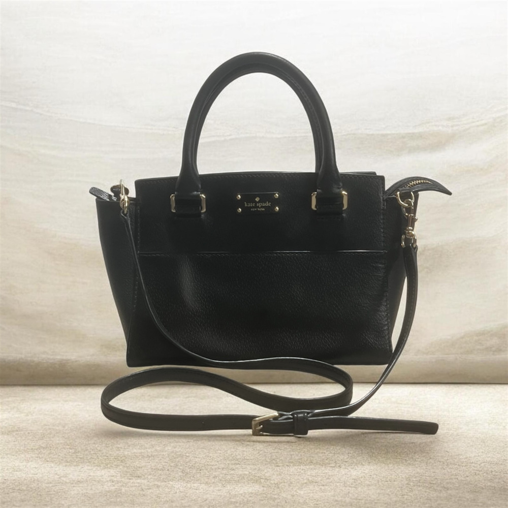 Kate Spade New York Grove Street Lana Black Leather Satchel Crossbody Bag